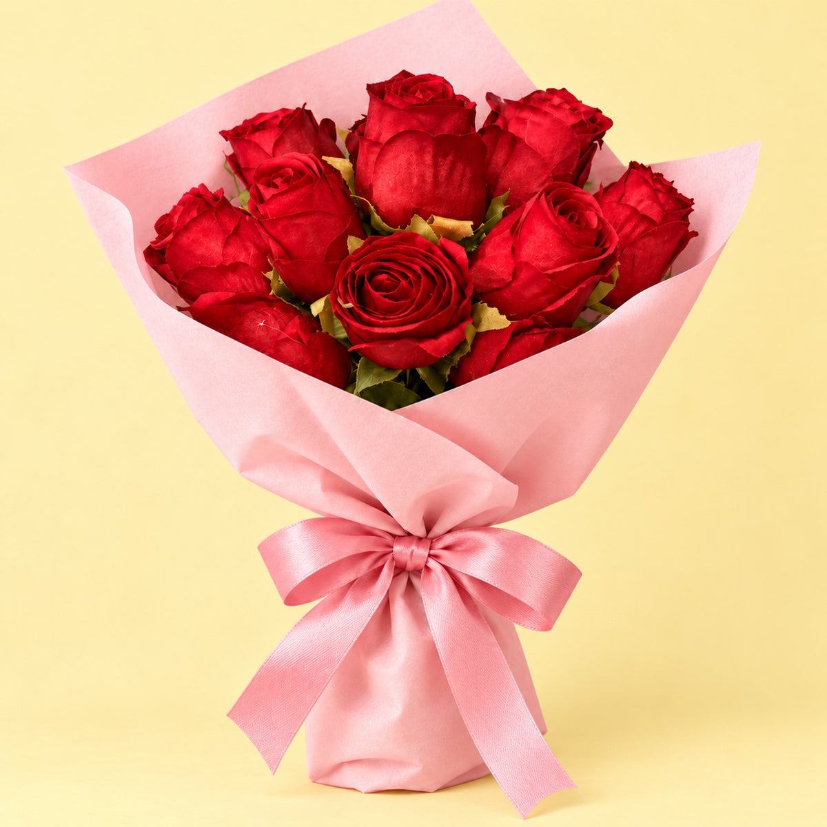 12 Silk Red Short Stem Roses