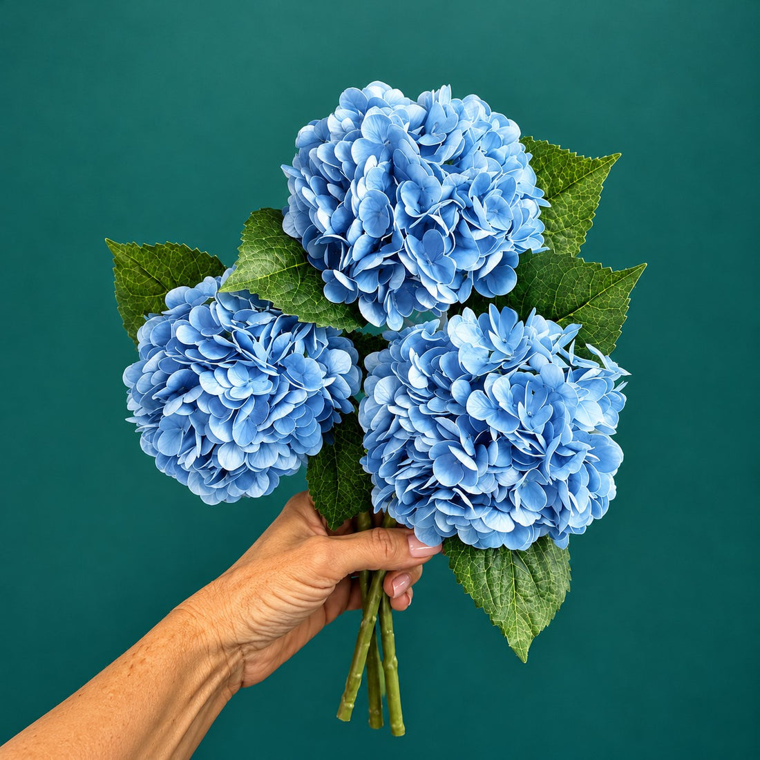 3 Stems Silk Blue Hydrangeas