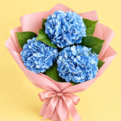 3 Stems Silk Blue Hydrangeas