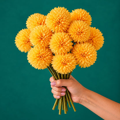16 Yellow Silk Chrysanthemums