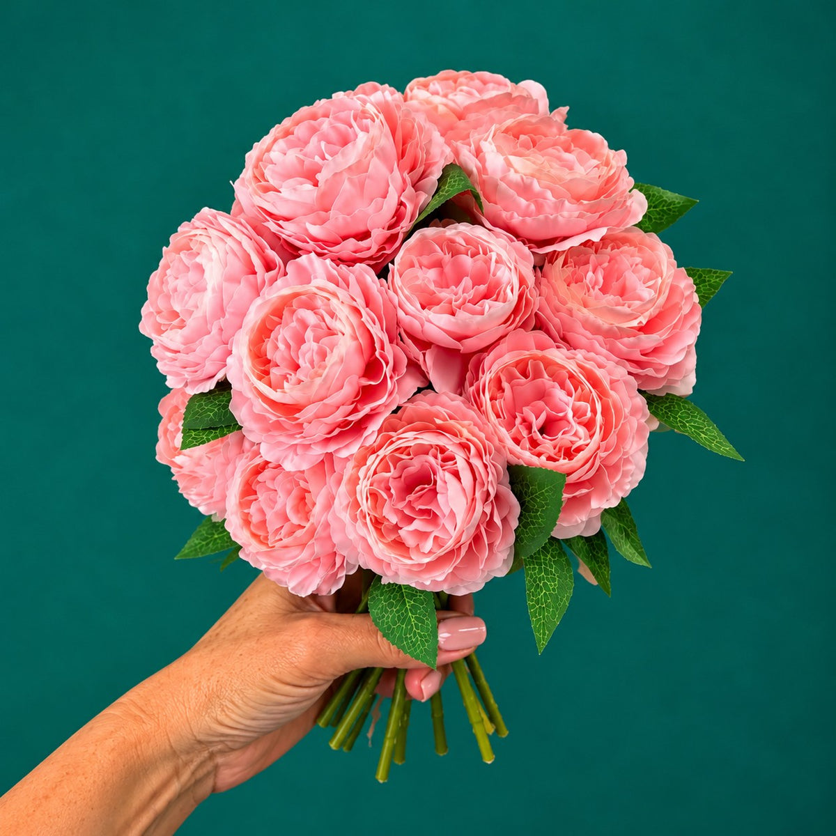 10 Pink Silk Peonies
