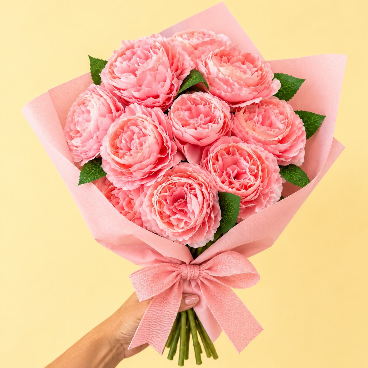 10 Pink Silk Peonies