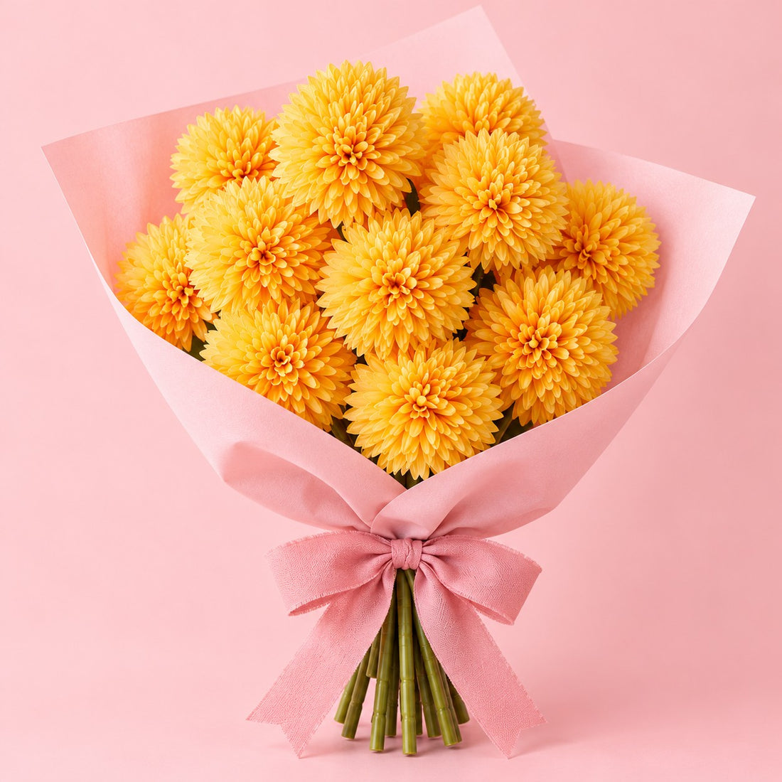 16 Yellow Silk Chrysanthemums